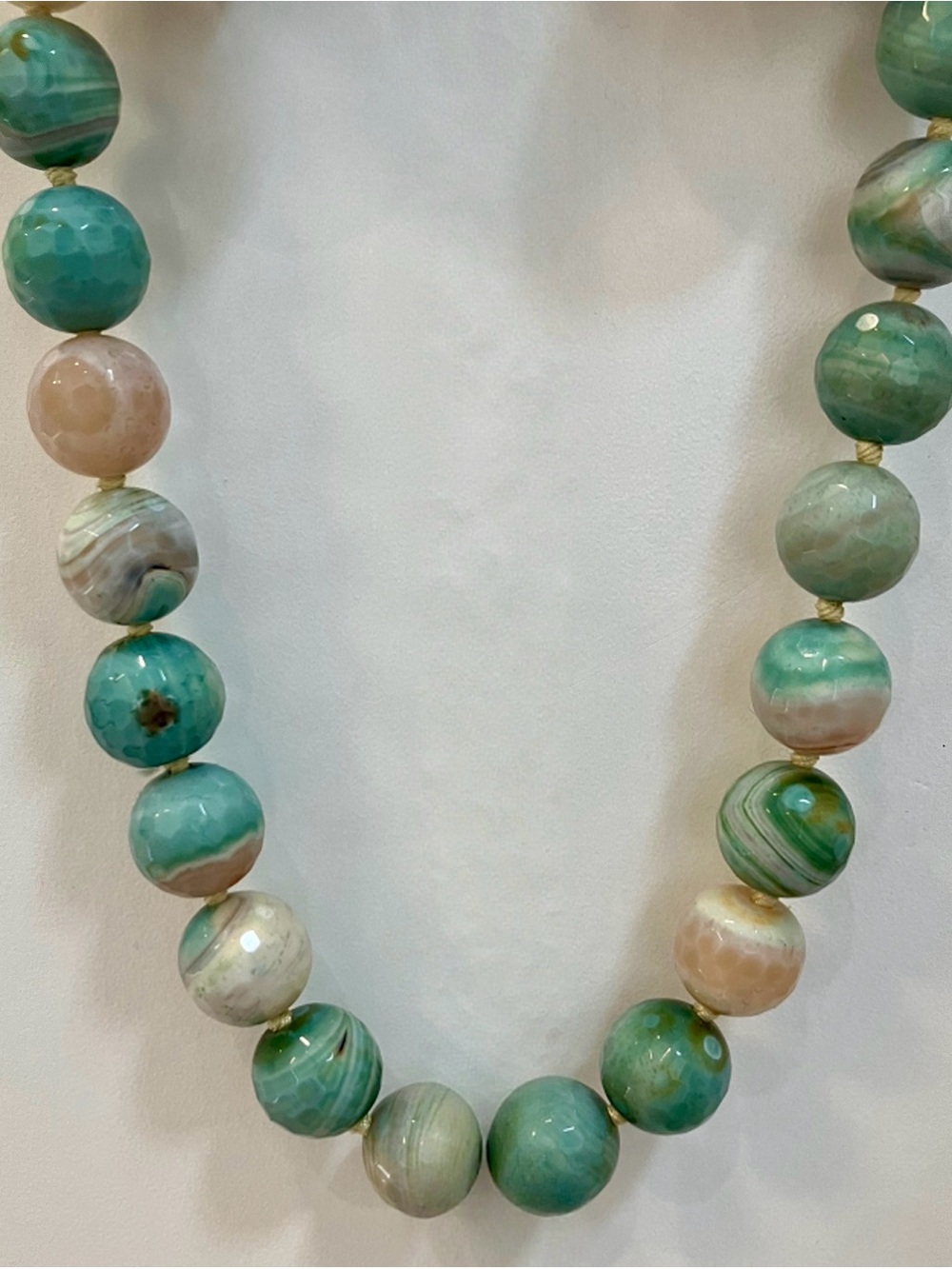VIVO Studios Aquamarine Balls Necklace with Pearl Toggle Clasp